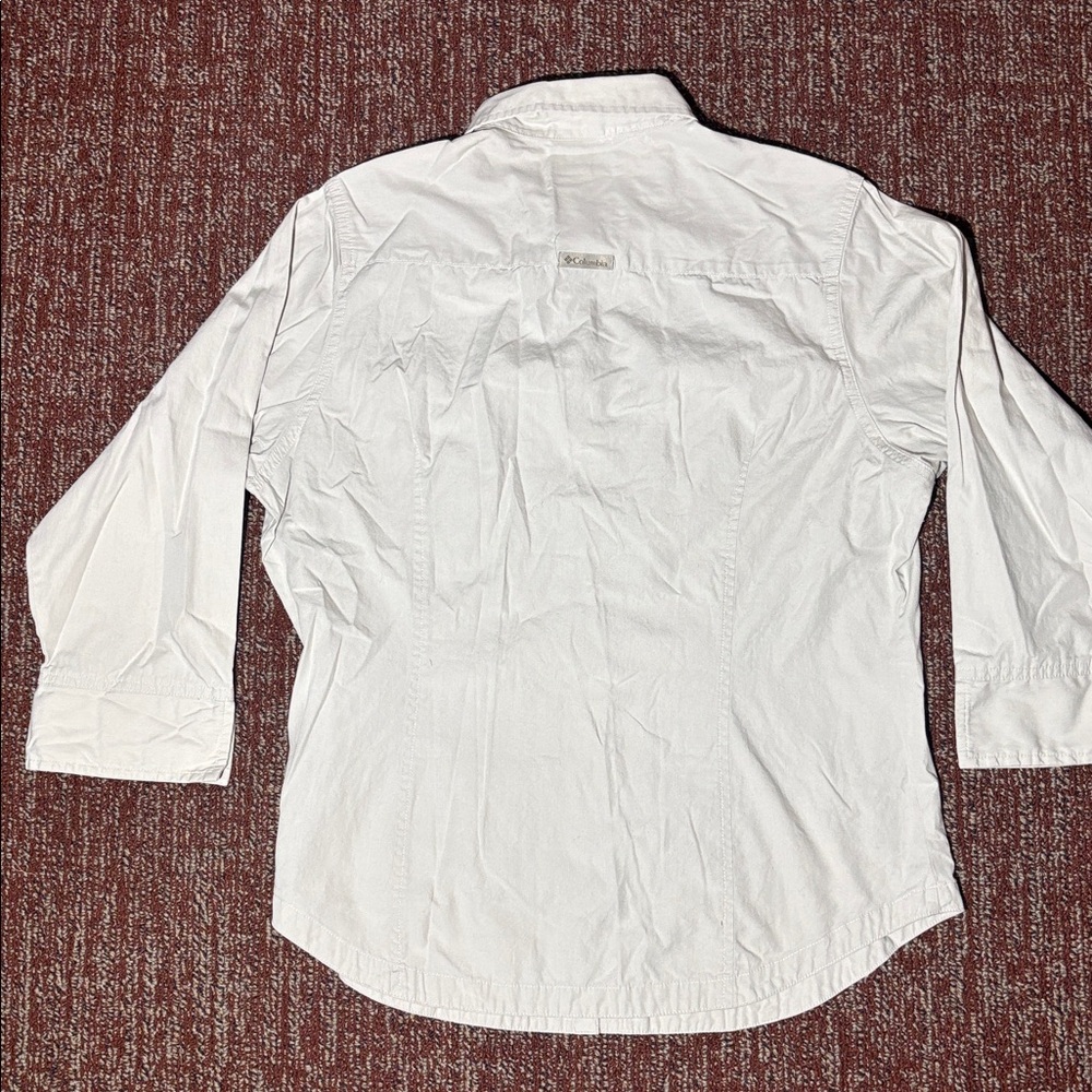 Columbia 100% cotton women’s Large 3/4 sleeve button down hiking outdoor shirt - Picture 2 of 14